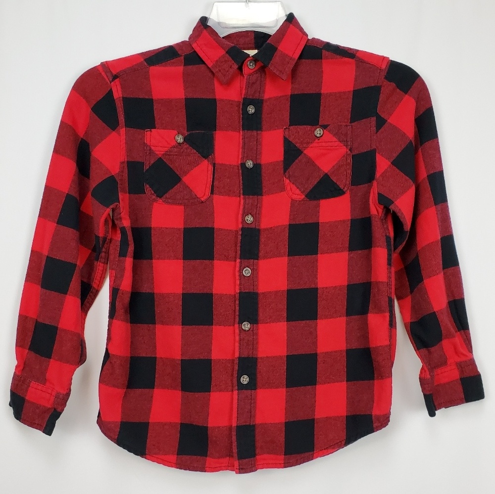 Faded Glory Boys Red And Black Flannel Shirt